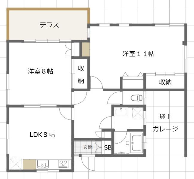 桜丘1丁目戸建1階部分(2LDK/1階)の間取り写真