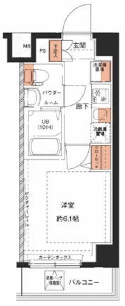 エストゥルース横浜吉野町II(1K/1階)の間取り写真