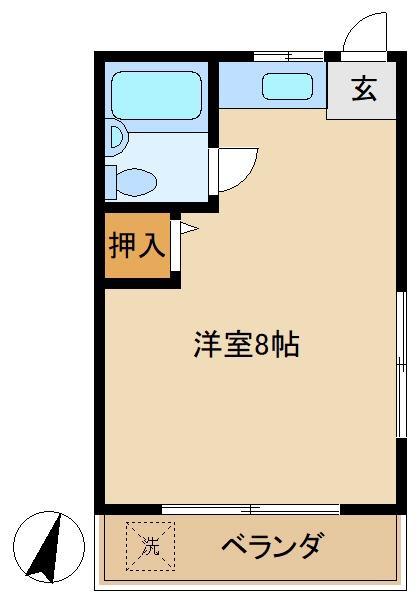 第二正美荘(ワンルーム/1階)の間取り写真
