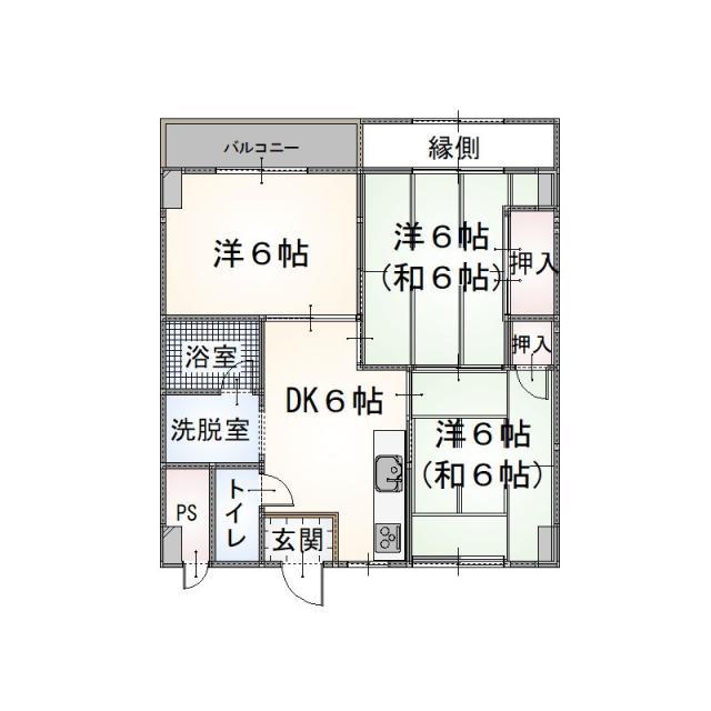 KRビル(3DK/4階)の間取り写真