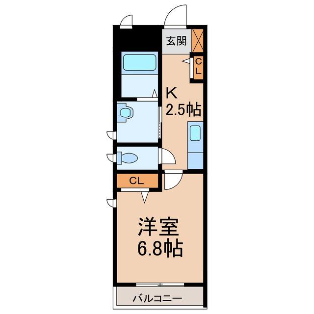 デントハウス(1K/2階)の間取り写真