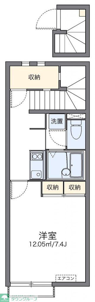 レオネクストプラシード B(1K/2階)の間取り写真