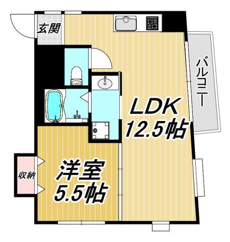 下坂部ベース(1LDK/4階)の間取り写真