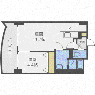 ビッグパレス中島公園(1LDK/8階)の間取り写真