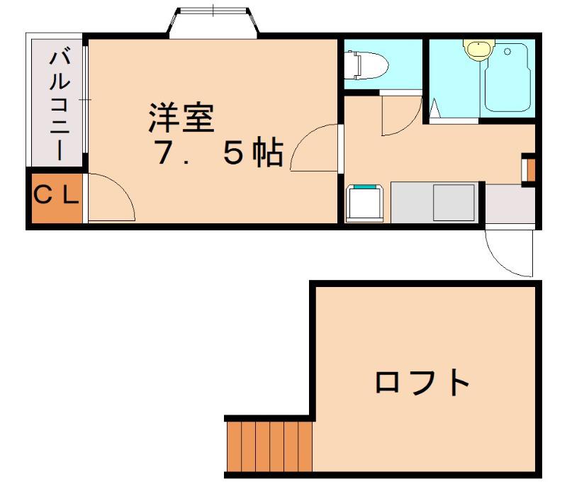 パルナス高宮(1K/2階)の間取り写真