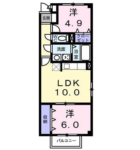 グラン リオ(2LDK/1階)の間取り写真