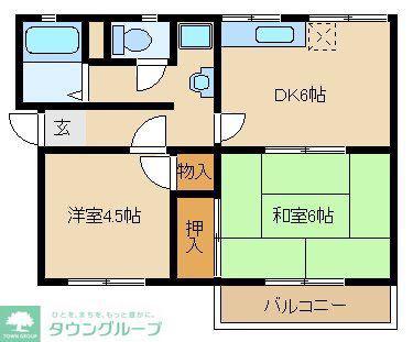 シティハイムせんげん台(2DK/2階)の間取り写真