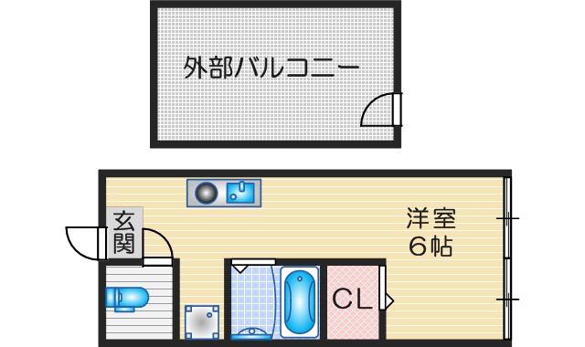 BLANCOSTA VISPA(ワンルーム/2階)の間取り写真