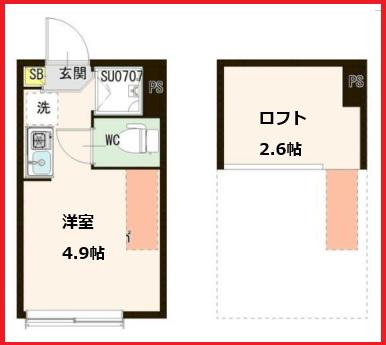 レイマイレエルア(ワンルーム/1階)の間取り写真