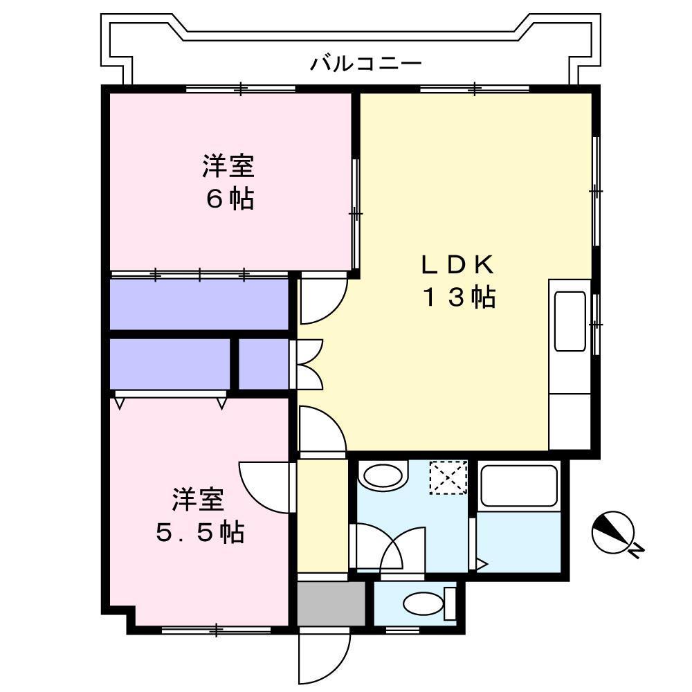 庄司ハイツ(2LDK/3階)の間取り写真