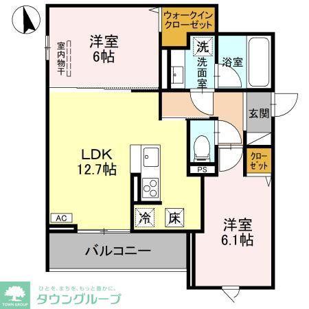 TORISIA新河岸(2LDK/3階)の間取り写真