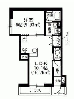 ロクス・センペル(1LDK/1階)の間取り写真