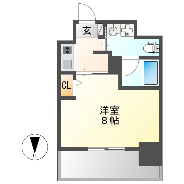 ALATO白壁(1K/2階)の間取り写真