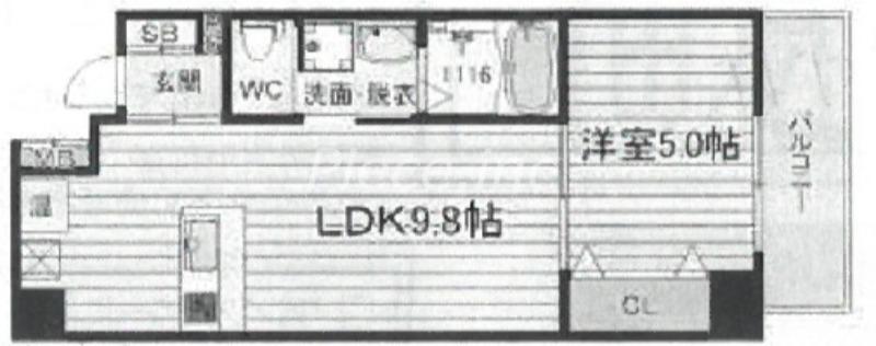 ヴァンスタージュ関目(1LDK/4階)の間取り写真