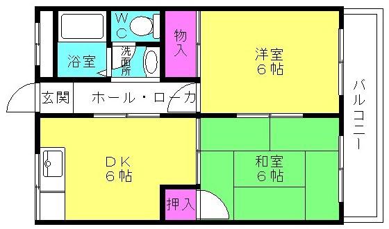エスポワールささゆり(2DK/3階)の間取り写真