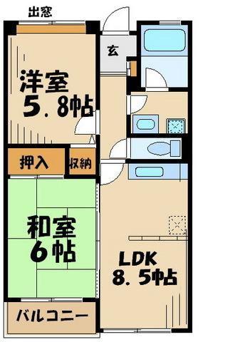 メゾンさくら(2LDK/1階)の間取り写真