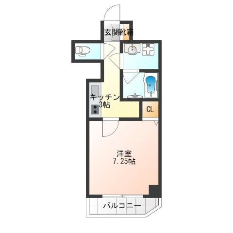 HALU花園町(1K/7階)の間取り写真