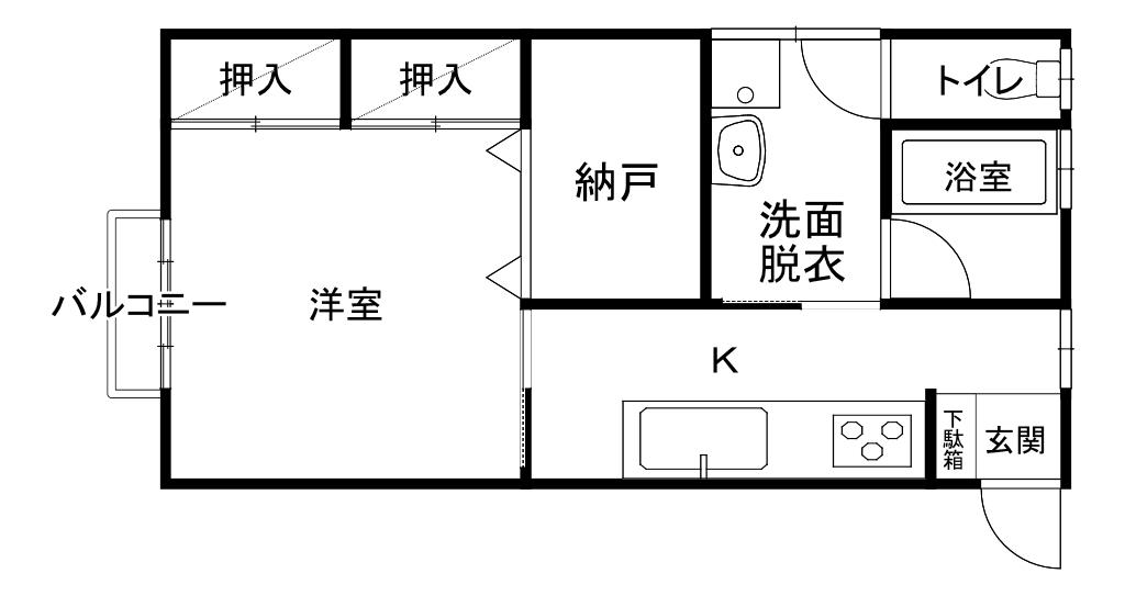 ヴェルジェ星が丘(1SK/2階)の間取り写真