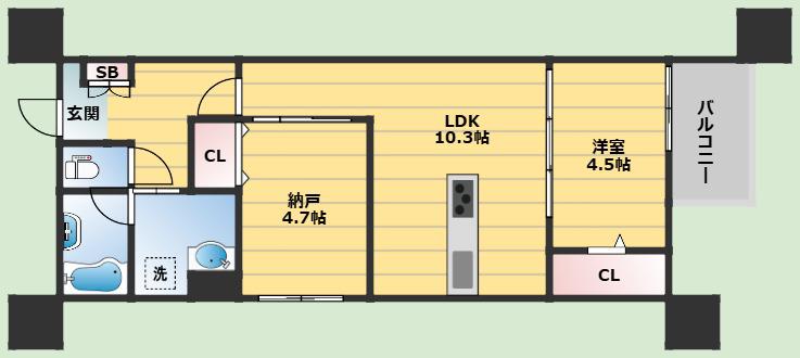 LEROY千里山(1SLDK/3階)の間取り写真