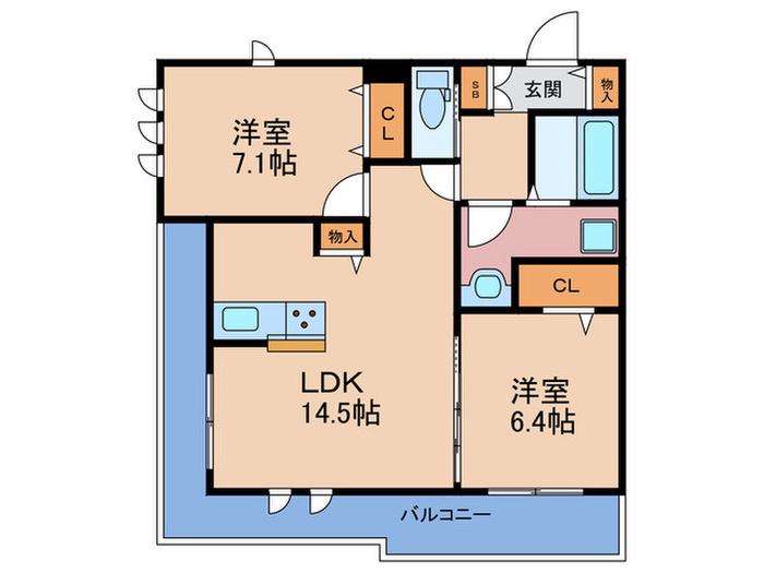 シルフィードうめきた(2LDK/3階)の間取り写真