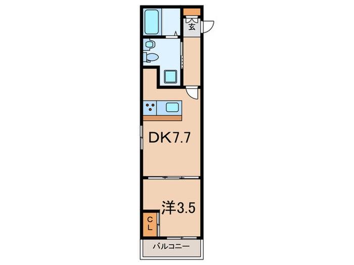 シャトー・ノアール西芦屋(1DK/3階)の間取り写真