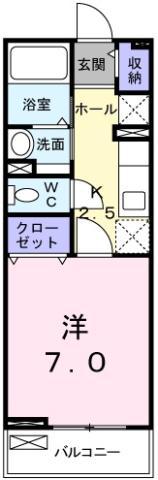 ベルメゾン法花(1K/2階)の間取り写真