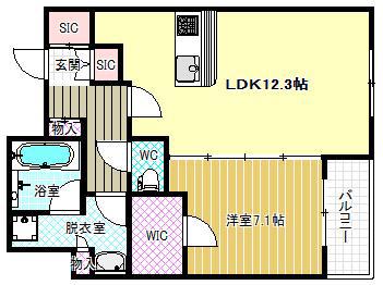 シティタワー西梅田(1LDK/30階)の間取り写真