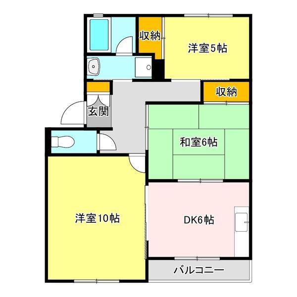 グランドハイツ御幸M(3DK/1階)の間取り写真