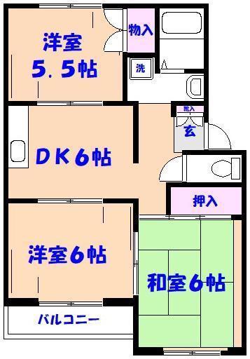ハイムみやぼり(3DK/1階)の間取り写真