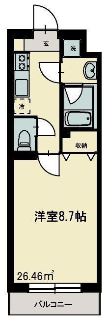 志幸38ミリオン(1K/4階)の間取り写真
