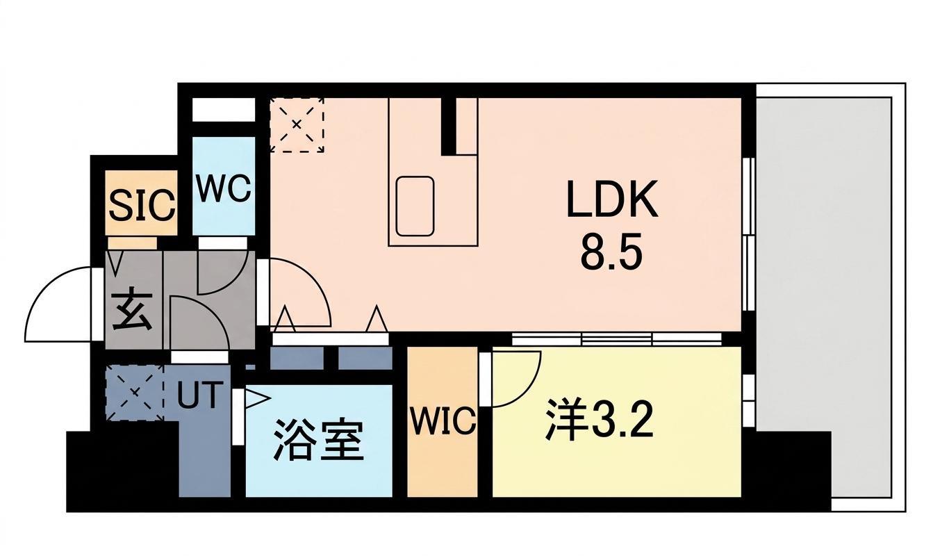 エスリードレジデンス ザ・グラン都島ノア(1LDK/13階)の間取り写真
