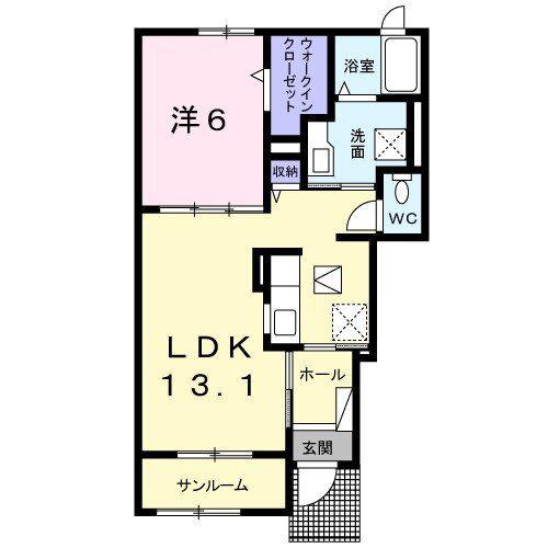 サンライズ滝の沢A(1LDK/1階)の間取り写真