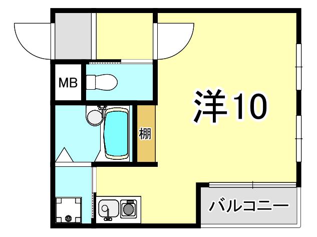 アムス下祗園(ワンルーム/2階)の間取り写真