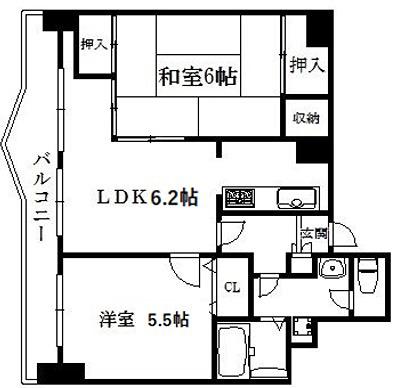 サンシティ四条大宮シャトー朝日(2LDK/10階)の間取り写真