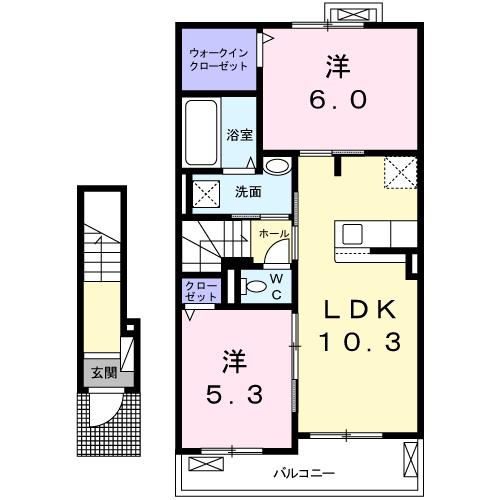 リブフラット C(2LDK/2階)の間取り写真