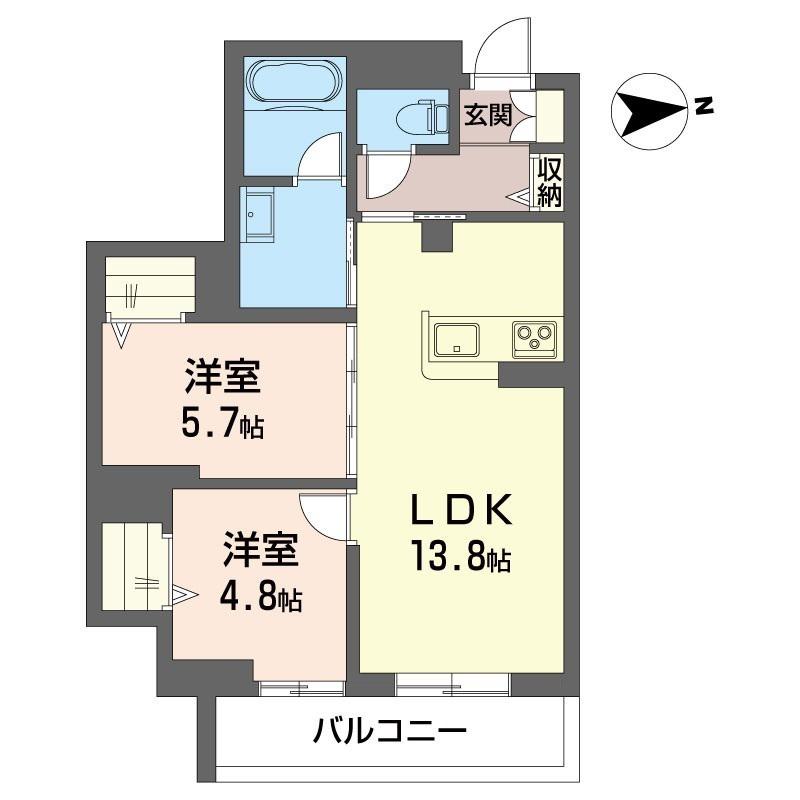 グランリオル(2LDK/2階)の間取り写真