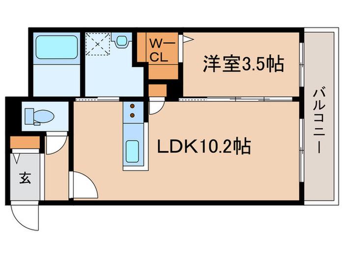 NUVOLA麻生(1LDK/2階)の間取り写真
