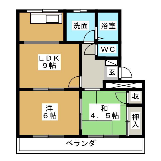 サンパーク(2LDK/2階)の間取り写真