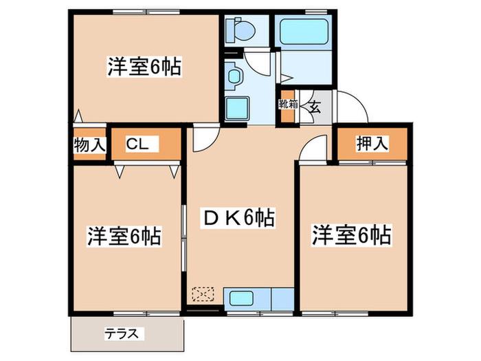クレールC(3DK/1階)の間取り写真