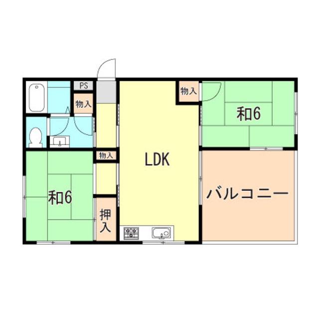 エクラシア大久保(2LDK/1階)の間取り写真