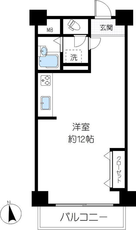 ライオンズマンション西荻第2(ワンルーム/12階)の間取り写真