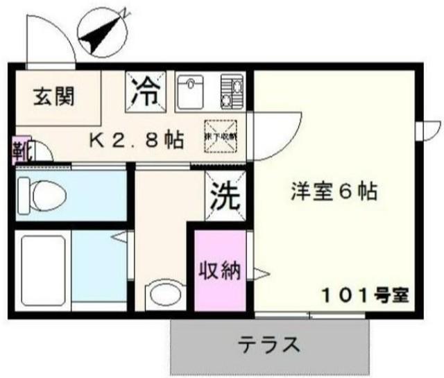ESPACIO634エスパシオ634(1K/1階)の間取り写真