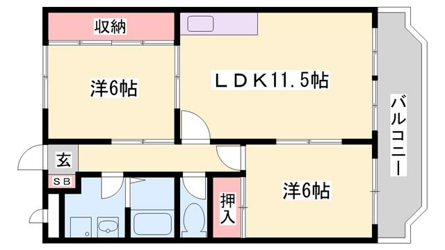 レジデンスK1(2LDK/2階)の間取り写真