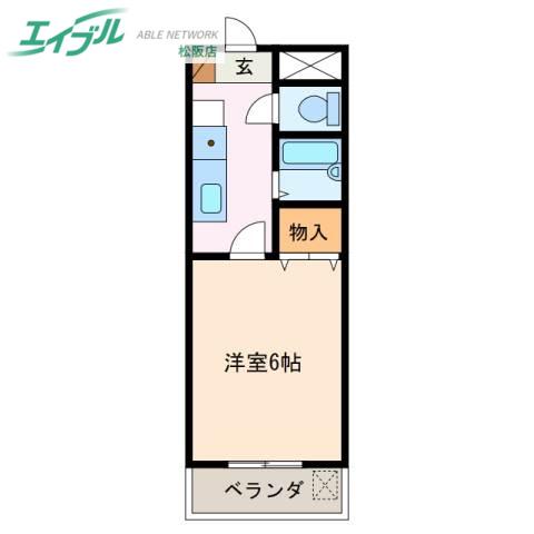 パルテンザ松阪Ⅰ(1K/3階)の間取り写真