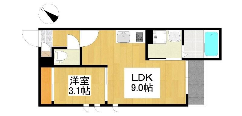 GRANDTIC LUKE瓢箪山(1LDK/2階)の間取り写真