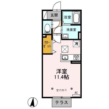 アヴァンセ(ワンルーム/1階)の間取り写真