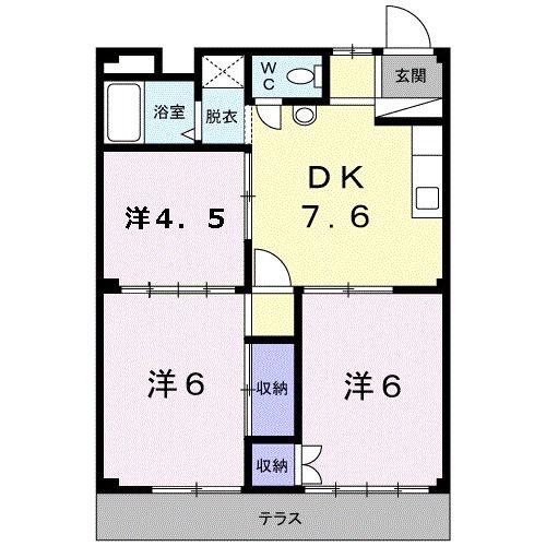 シティハイツ川島A棟(3DK/1階)の間取り写真