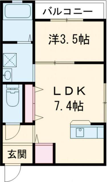 SEAウエストII(1LDK/2階)の間取り写真