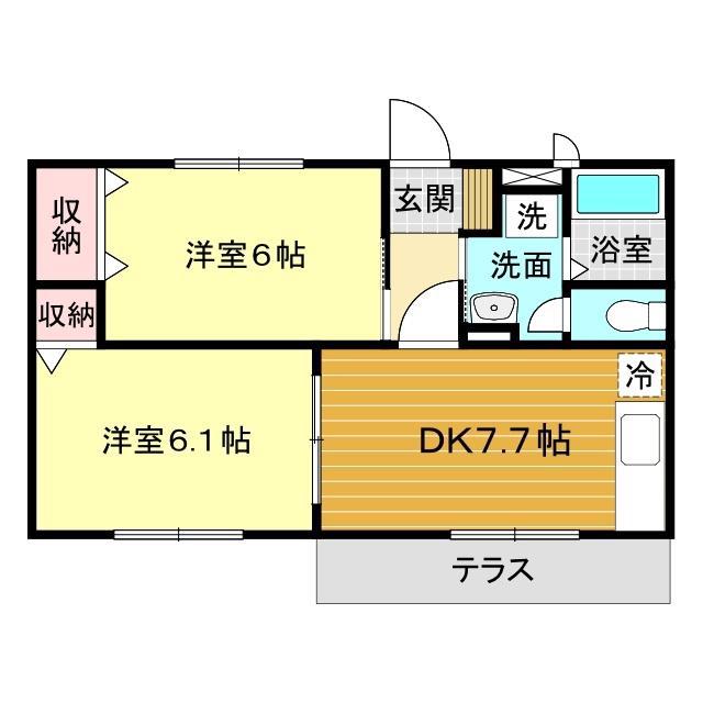 サンドミール(2DK/1階)の間取り写真