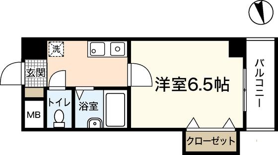ハートランド舟入中町(1K/5階)の間取り写真